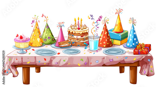 Wallpaper Mural Colorful party table with cake and decorations. Torontodigital.ca