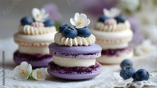 Minimalist dessert plating with macaron, lighting enhancing its charm