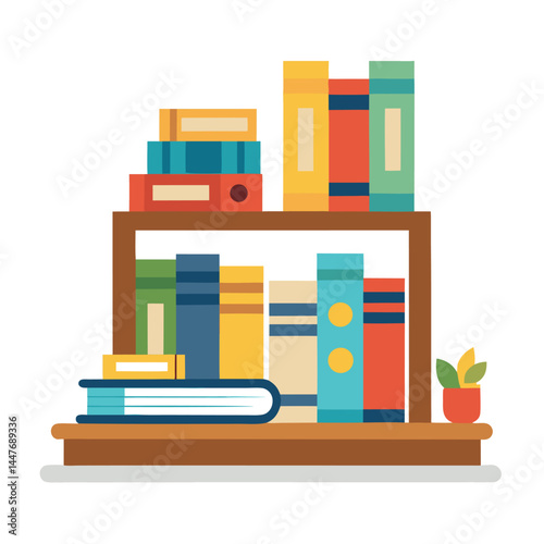 vector illustration of a bookshelf icon on white background