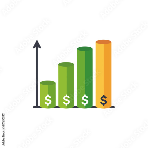 Financial Growth Bar Chart_Economic Progress Illustration_Business Success Indicator_Investment Growth Graph_Wealth Accumulation Diagram_Finance Increase Chart