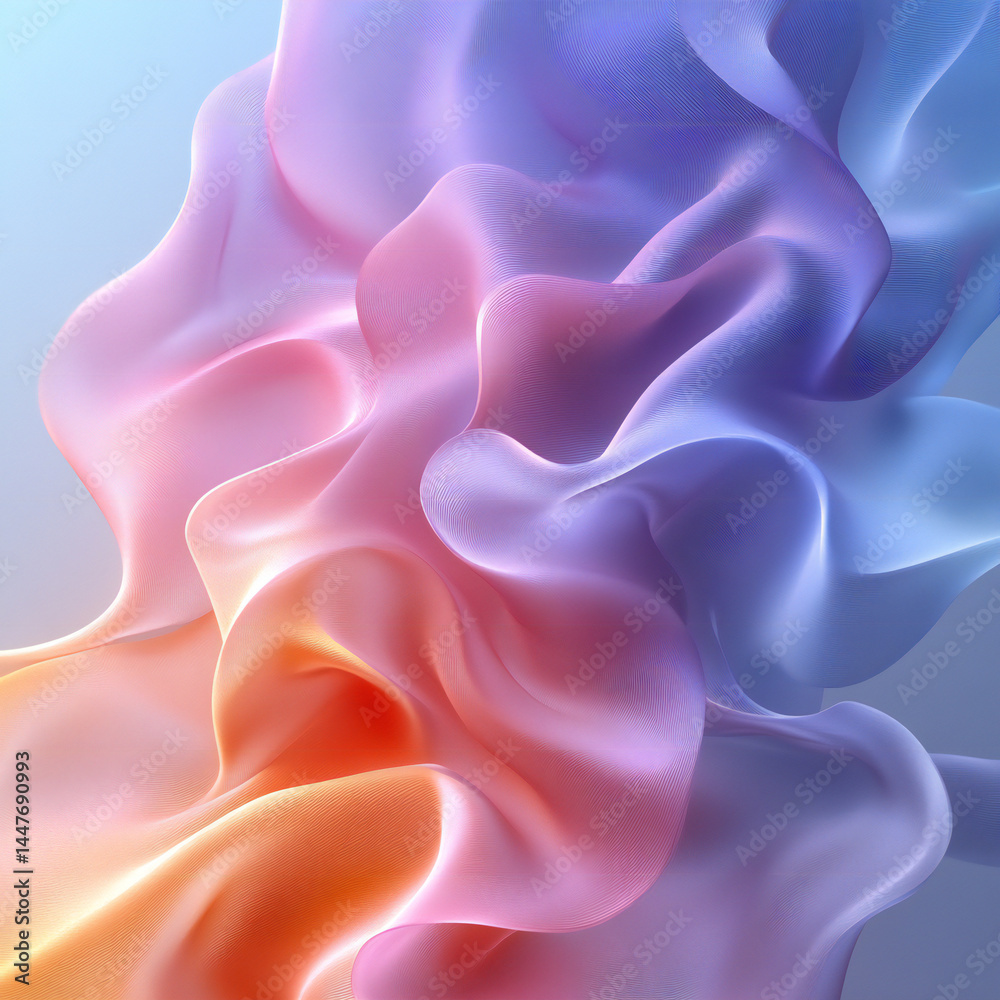 Obraz premium A calming abstract background with soft, wavy lines in cool, pastel colors