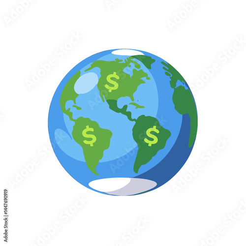 Global_Economy_and_Finance_Illustration_of_Earth_with_Dollar_Signs_Representing_Global_Markets_Business_and_Financial_Growth_in_North_and_South_America