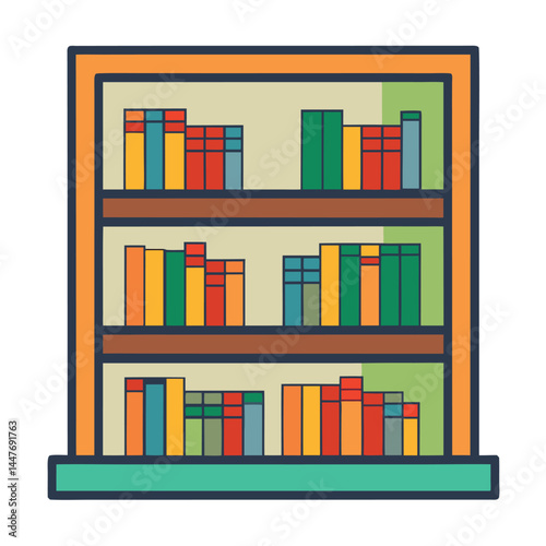bookshelf with books vector icon on white background