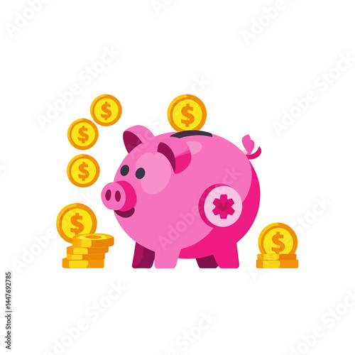 Saving Money Concept_Piggy Bank with Coins_Financial Planning and Investment_Secure Your Future with Savings_Pink Pig Symbolizing Savings and Prosperity