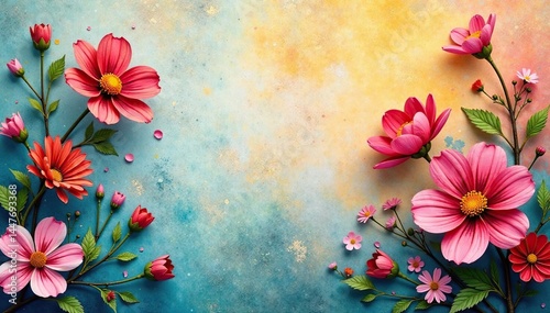 Sun-bleached paint reveals faded floral design, paint, sun-bleached