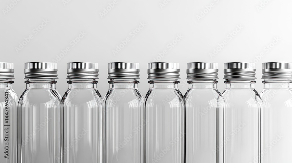 Clear plastic bottles with silver caps Clear plastic bottles with silver caps