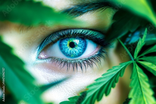 Obraz na płótnie How vision works. Medicine and brain. Medical condition. Hallucination - due to cannabis: abstract image of well-being. Metaphorical cannabis awareness of a mental illusion. Abstract disorder. w salonie