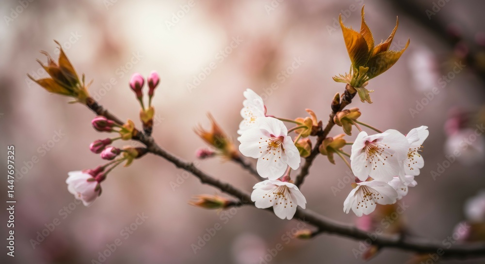 Cherry Blossom Blooming on Branch Springtime Cherry Blossom Blooming on Branch Springtime