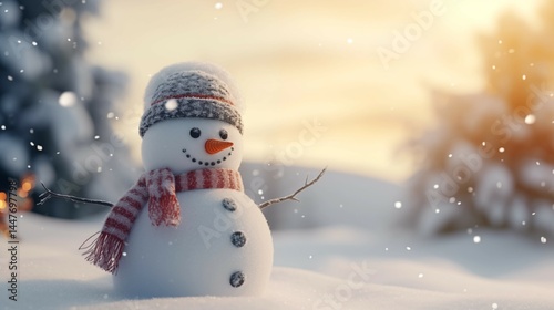 Carved snowma in the snow