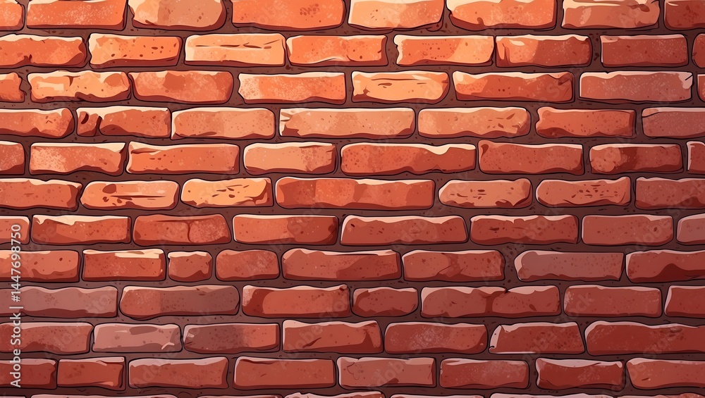 Obraz premium Warm reddish brown brick wall illustration with texture