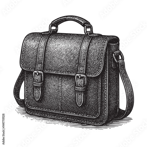 leather satchel bag vector illustration