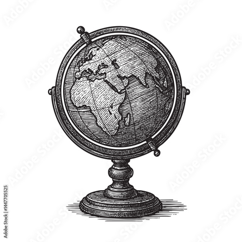 globe on a wooden stand vector illustration