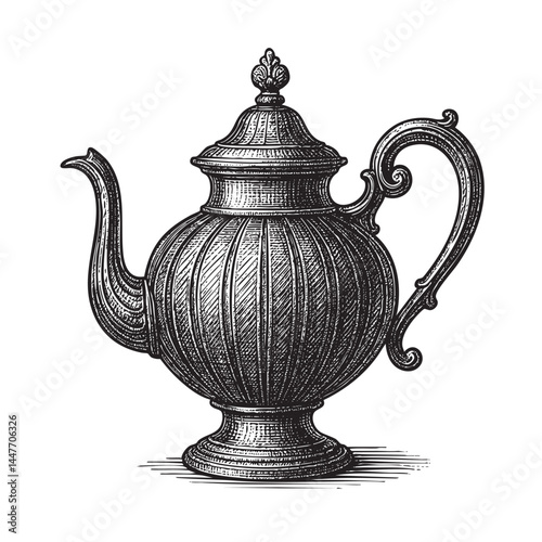 victorian teapot vector illustration