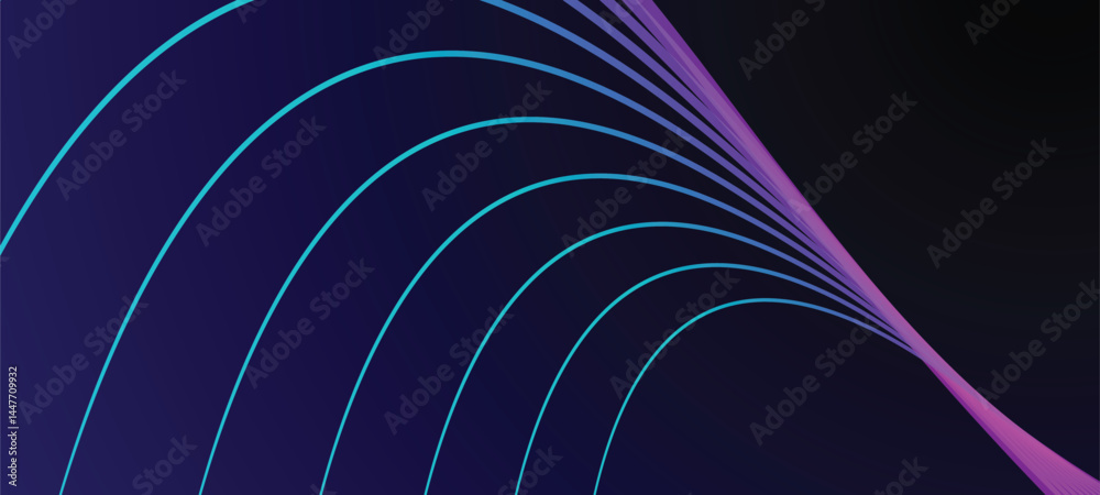 A dynamic abstract background featuring futuristic gradient wave lines in purple and blue tones over a dark backdrop, perfect for tech, digital, or modern design projects.