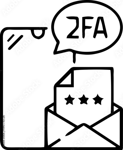 Email 2FA Code Icon – Two-Factor Authentication via Email Verification, vector