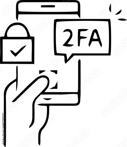 Mobile 2FA Approval Icon – Phone-Based Push Notification for Login Confirmation, vector