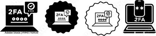 Authentication Icons Set – 2FA, MFA, and Secure Access Symbol Collection, vectors set.
