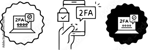 Authentication Icons Set – 2FA, MFA, and Secure Access Symbol Collection, vectors set.