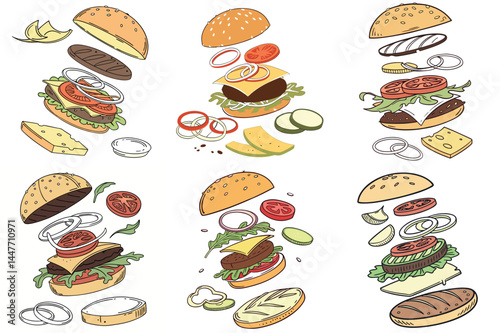 Exploded Burgers with Toppings A Culinary Symphony of Flavors and Textures