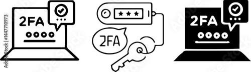Authentication Icons Set – 2FA, MFA, and Secure Access Symbol Collection, vectors set.
