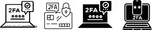 Authentication Icons Set – 2FA, MFA, and Secure Access Symbol Collection, vectors set.