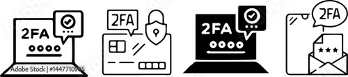 Authentication Icons Set – 2FA, MFA, and Secure Access Symbol Collection, vectors set.