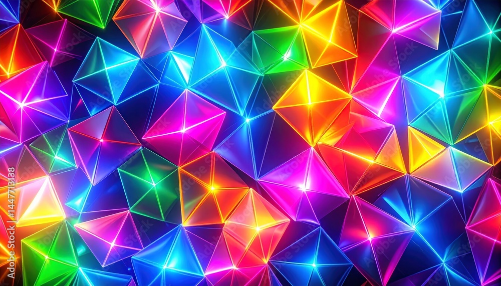 Colorful Geometric Pattern with Bright Triangles Colorful Geometric Pattern with Bright Triangles