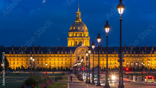 Les Invalides day to night timelapse in Paris, France