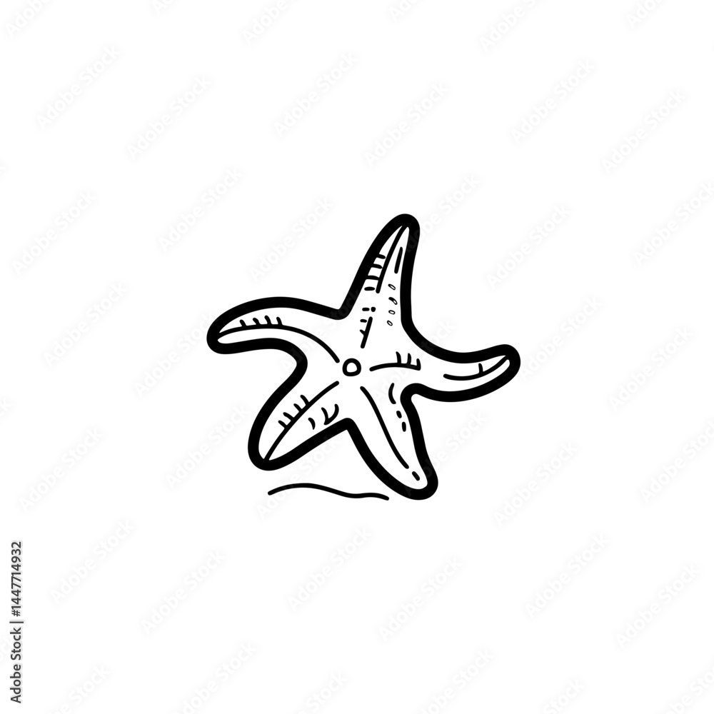 Obraz premium Charming vector illustration of a hand-drawn starfish. Perfect for summer beach designs, marine life themes, and oceanic projects. Minimalist and trendy line art for diverse creative uses.