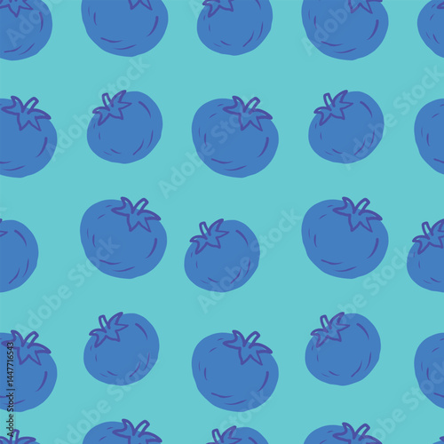 Vegetables seamless hand drawn vector pattern with cut tomatoes in vibrant color combination