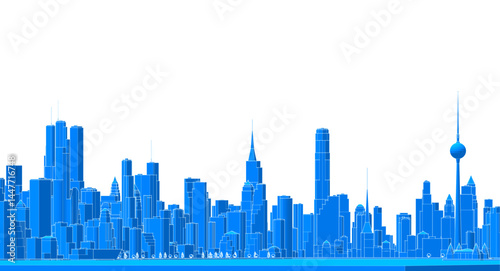 modern city metropolis 3d illustration
