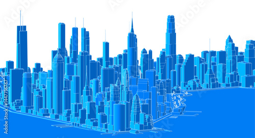 modern city metropolis 3d illustration