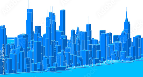 modern city metropolis 3d illustration