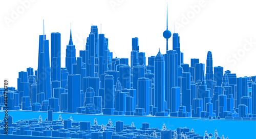 modern city metropolis 3d illustration