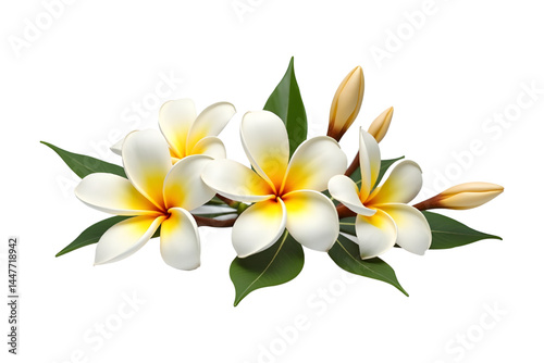 White Plumeria Floral Border in Transparent PNG