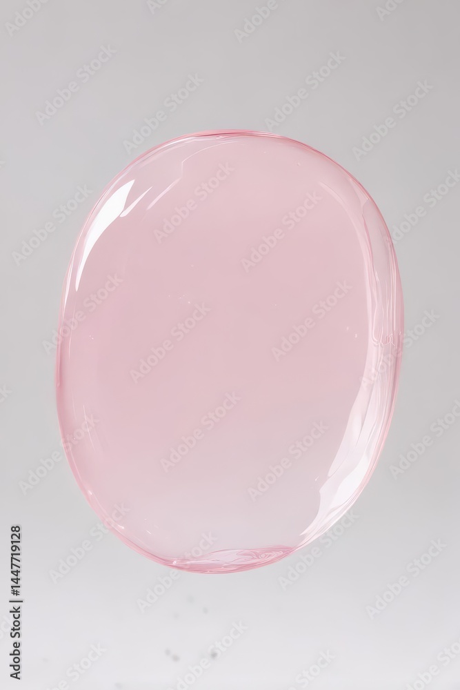A translucent, light pink bubble floats on a pure white background , white, romantic, sweet A translucent, light pink bubble floats on a pure white background , white, romantic, sweet