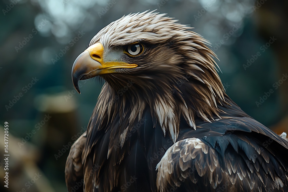 Obraz premium Eagle and American flag background, ultra-realistic photography