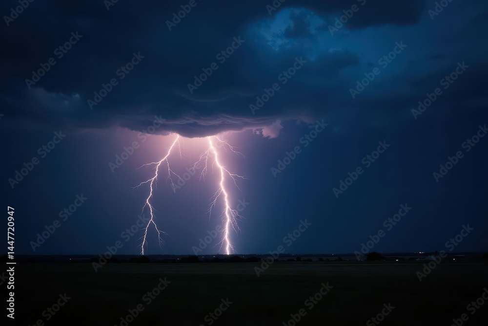 Lightning illuminates dark, stormy landscape, dramatic clouds gather , heavy clouds, storm, nature Lightning illuminates dark, stormy landscape, dramatic clouds gather , heavy clouds, storm, nature