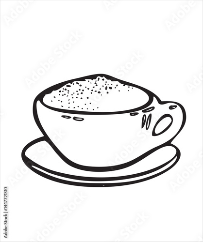 Vector doodles hand drawn coffee objects, coffee utensils, contoured simple doodles, cafeteria, line art vector, cappuccino in a cup, favorite stickers, kitchen staff