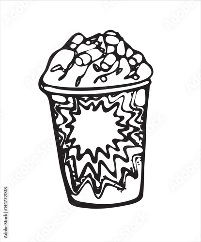 Vector doodles hand drawn coffee objects, coffee utensils, contoured simple doodles, cafeteria, line art vector, paper cup, favorite stickers, kitchen staff, marshmallow