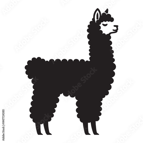 Structured alpaca silhouette vector optimized for shape clarity – alpaca silhouette – alpaca vector – alpaca illustration – silhouette of alpaca

