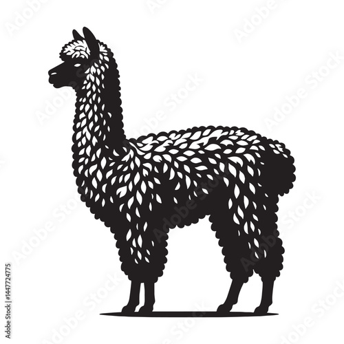 Bold alpaca silhouette vector composed for high-impact branding – alpaca silhouette – alpaca vector – alpaca illustration – silhouette of alpaca

