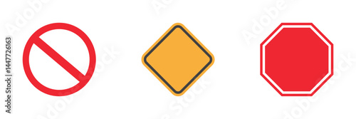 Free Download Set of empty signs. Crossed out red circle, stop blank sign in red octagon, blank yellow sign. Priority road icon, traffic sign. Empty NO symbol. Vector. EPS10. - GFXLoad