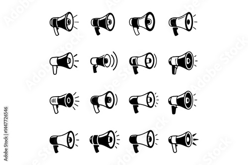 Collection of various megaphone icons