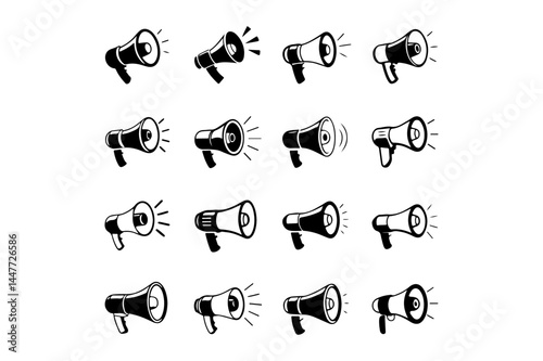 Collection of various megaphone icons