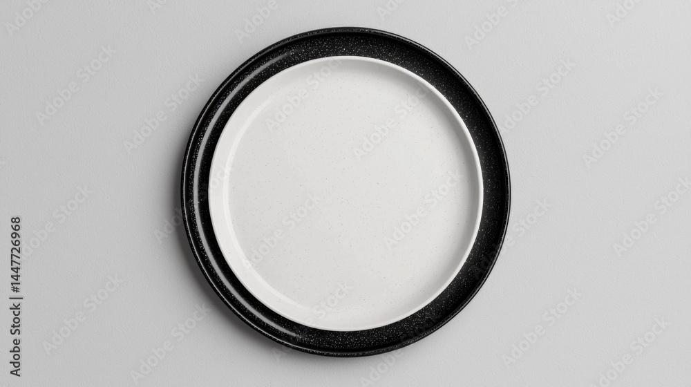 Elegant Empty Black and White Plates Elegant Empty Black and White Plates