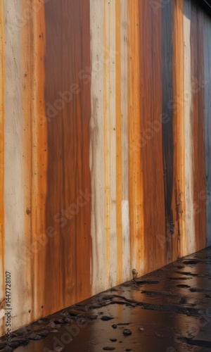 Water stains streak rusted metal walls, shadows engulf broken machinery,  neglect,  crumbling,  stain
