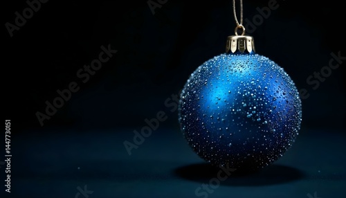 blue christmas ball, isolated on black background