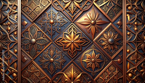 Ornate Gold And Bronze Metal Pattern Texture Background