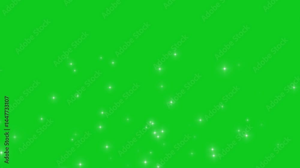 Shimmering glitter sparkle effect on green screen, stars particle trail entering from left of frame useful for transition,
Twinkling stars blinking animation on green screen background.